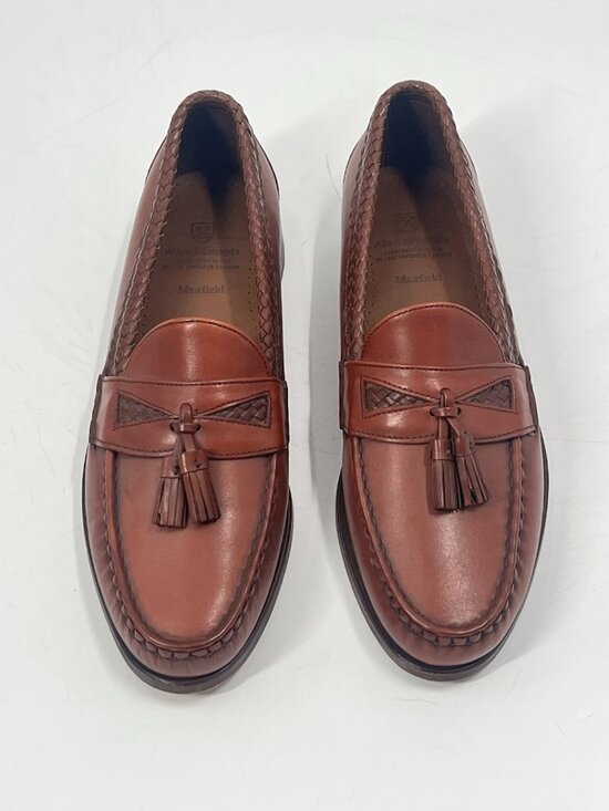 Allen Edmonds Maxfield Tassel Loafers Sz 11.5 D Brown Leather Woven Trim USA main image 7